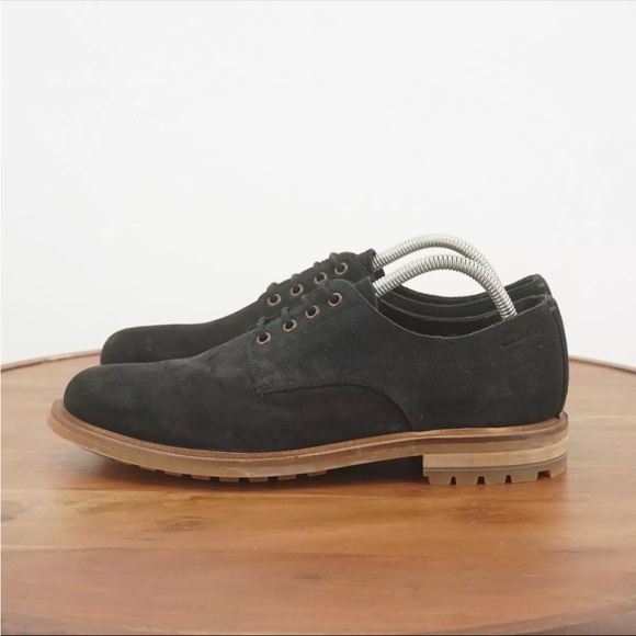 Clarks Mens Foxwell Hall Oxfords Shoes Black Suede Lace Up Lug Sole Size 8.5M main image 7